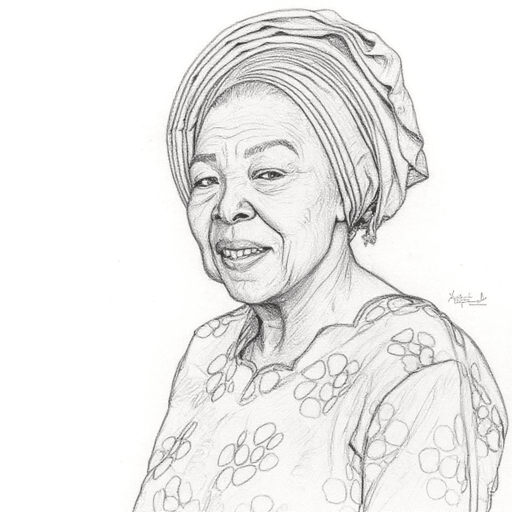 Portrait de mamie, résultat au crayon fin